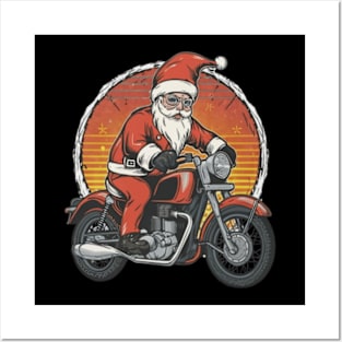 Santa Claus on a vintage motorcycle,target team member, dart lover, bullseye, bullseye shop, target team member new, christmas  for kids, red, target employee, retail, employees, dartboard, fulfillment, funny dog, cute puppy Posters and Art